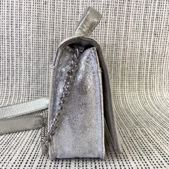 My Flat In London Mini Bag Y2K Glam Silver Top Handle Crossbody Rhinestone Bow - Picture 11 of 16